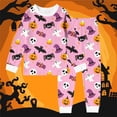 thumbnail image 2 of Shadoumai Halloween Pajamas for 14-16 Cowl Neck Cute Graphic Print Long Sleeve Pjs Silk Tops and Longs Comfy Home Clothes 2 Piece Outfits for, 2 of 3