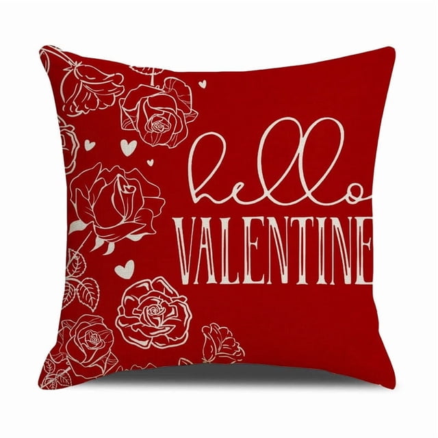 Taie d'Oreiller Décorative en Forme de Cœur pour la Saint-Valentin pour Femmes, Fibre de Polyester à Rayures Rouges, Impression Recto Verso, Fermeture Éclair Dissimulée, 16 Po x 16 Po, pour Canapés et Usage Extérieur