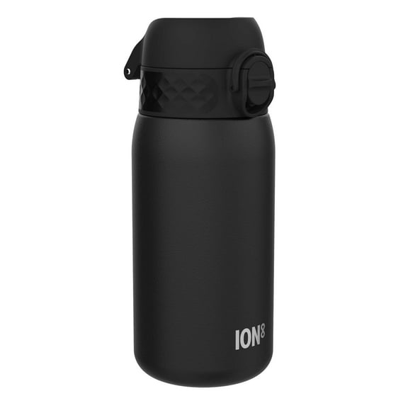 Ion8 Leak Proof Kids Water Bottle, Stainless Steel, Black, 400ml (13oz)