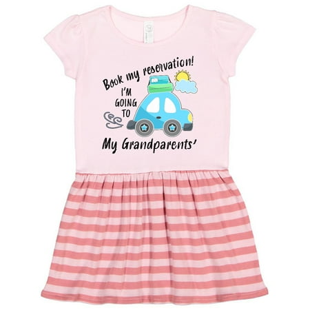 

Inktastic Book my Reservation! I m Going To My Grandparents Gift Toddler Girl Dress