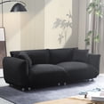 thumbnail image 2 of 87" Modern Sofa Couch for Living Room, Mid Century Lambswool Fabric 3-Sofa with Solid Wood Frame and Stable Meatal Legs Couch with 2 Pillows for Apartment, Small Space, Black, 2 of 6
