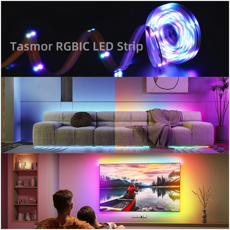 TASMOR 5M USB Powered LED Light Strip, RGB LED Strip Light with Remote,  Music Sync, 4 Dynami Modes 16 Colors Dimmable, TV LED Backlight