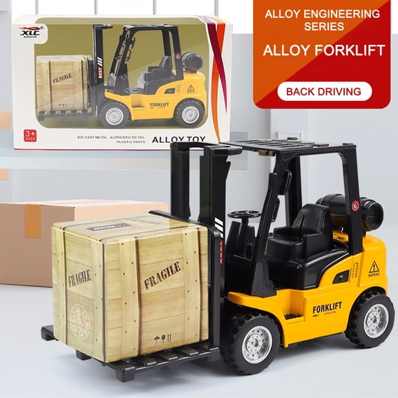 Alloy Pull-Back Engineering Truck Toy - Mini Construction Forklift, Durable Alloy, Pull-Back Mechanism, Helps Develop Motor Skills, Perfect for Construction Play, As Shown, 5.3*2.3*3.1in