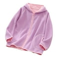 thumbnail image 1 of Gibobby Chamarra de forro polar para niños y niñasNiños pequeños niñas manga larga Otoño Invierno sólido polar con cremallera abrigo con capucha chaqueta(Morado, 18-24 Meses), 1 of 4