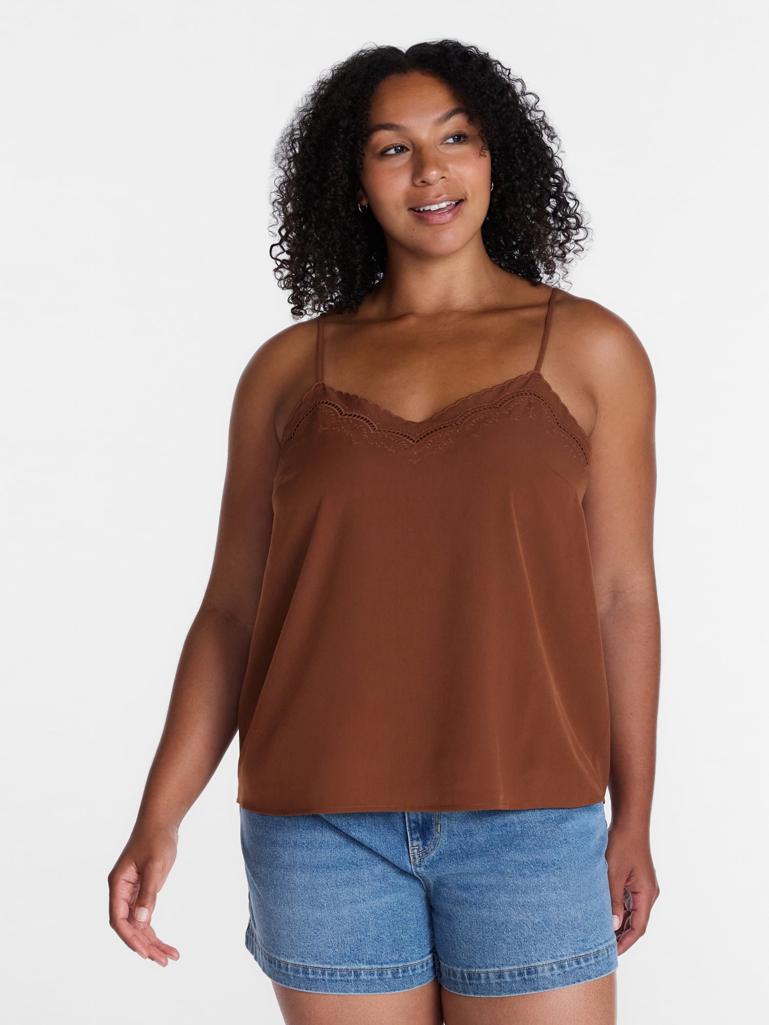 Time and Tru Women's Embroidered Cami, Sizes XS-XXXL