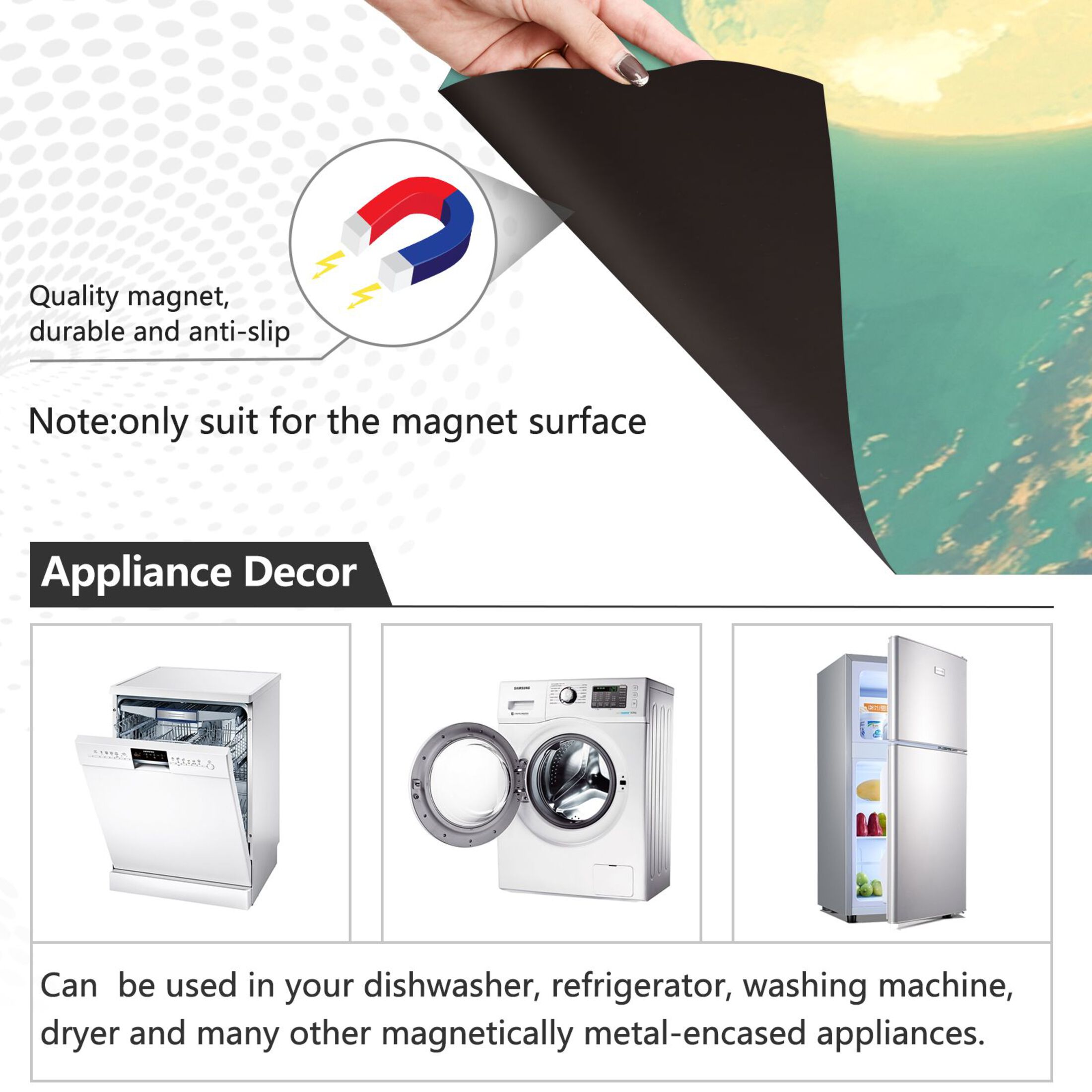Dishwasher Magnetic Sticker 23x26 Inch Refrigerator Magnetic Sticker Washing Machine Magnetic Sticker Kitchen Panel Magnetic Sticker Home Decor Boy Moon Sea