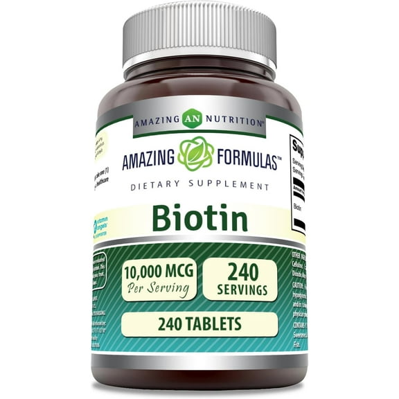 Amazing Formulas Biotin 10000mcg 240 Tablets Supplement | Vitamin B7 | Non-GMO | Gluten Free | Made in USA