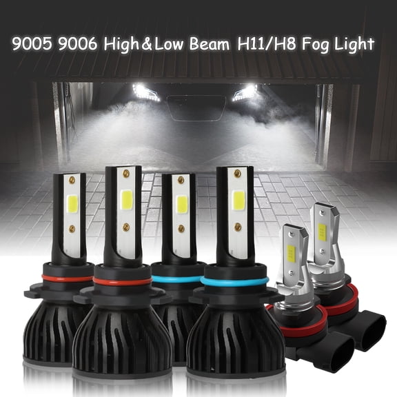 BSBSDJB For Honda Odyssey 2005-2010 Front LED Headlight Bulbs 9005 9006 High/Low Beam H8 Fog Light 6-pack