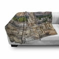thumbnail image 3 of East Soft Flannel Fleece Blanket, Viruphaksha Building View up from the Hills Sunset Above City Buildings Rock Tower, Cozy Plush for Indoor and Outdoor Use, 50" x 60", Orange Cream, by Ambesonne, 3 of 6