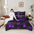 thumbnail image 4 of Castle Fairy Purple Grid Twin Comforter Sets,Abstract Geometric Plaid Bedding Set, 4 of 8
