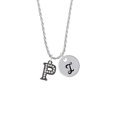 thumbnail image 2 of Delight Jewelry Black Nickeltone Crystal Initial - P - Beaded Border - Silvertone Script Initial Disc - I - Charm Necklace, 20"+3", 2 of 4