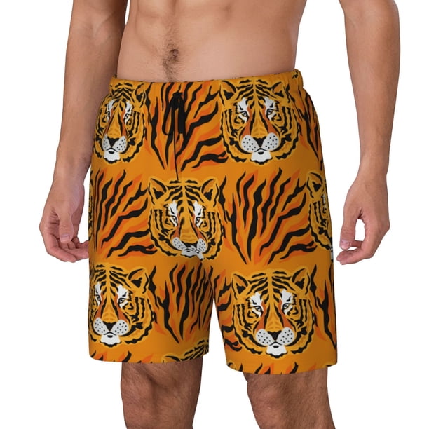Balery Tiger Bañador para hombre, shorts de playa de secado rápido con entrepierna y forro de compresión-Medium