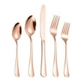 thumbnail image 2 of Snmubt Cutlery Set 20PCS Stainless Steel 4-person Set Fork Spoon Cutlery Set Modern Design with Edges (Rose Gold), 2 of 2