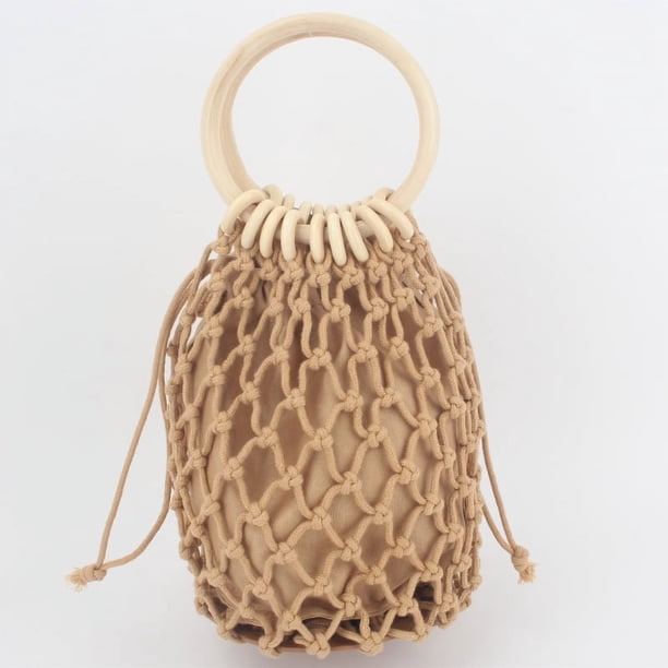 Zhuge Bolso de hombro tejido para mujer, bolso de mano tejido, bolso de mano tejido elegante para playa de verano, bolsos de hombro de 4,72 x 4,72 x 7,08 pulgadas (caqui)