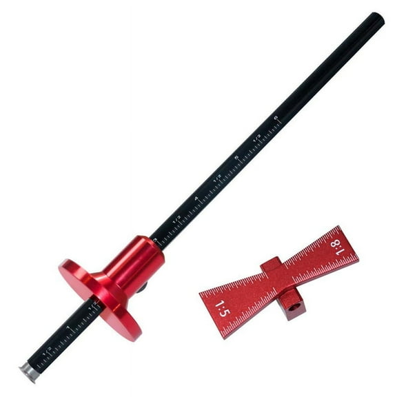 Wheel Marking Gauge Dovetail Jig Guide Marker Aluminium Alloy Scribing Tool - Woodworking 1:5 1:8, Inch/mm Scale Ruler