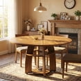 thumbnail image 1 of Table de Salle à Manger Moderne Style Ferme – Table Ronde en Bois de 47 Pouces pour 4-6, Tablette de Rangement, Pieds Ajustables, MDF Résistant aux Traces, Assemblage Facile, Cuisine Ou Salle à Manger – Bois de Noyer, 1 of 7