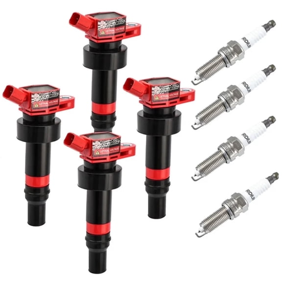 Set of 4 Ignition Coils and Spark Plugs UF652 Compatible with Hyundai Kia Dodge Accent Veloster Rio Soul Attitude - L4 1.6L