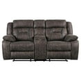 thumbnail image 3 of Pemberly Row Microfiber Double Reclining Love Seat in Dark Brown, 3 of 6