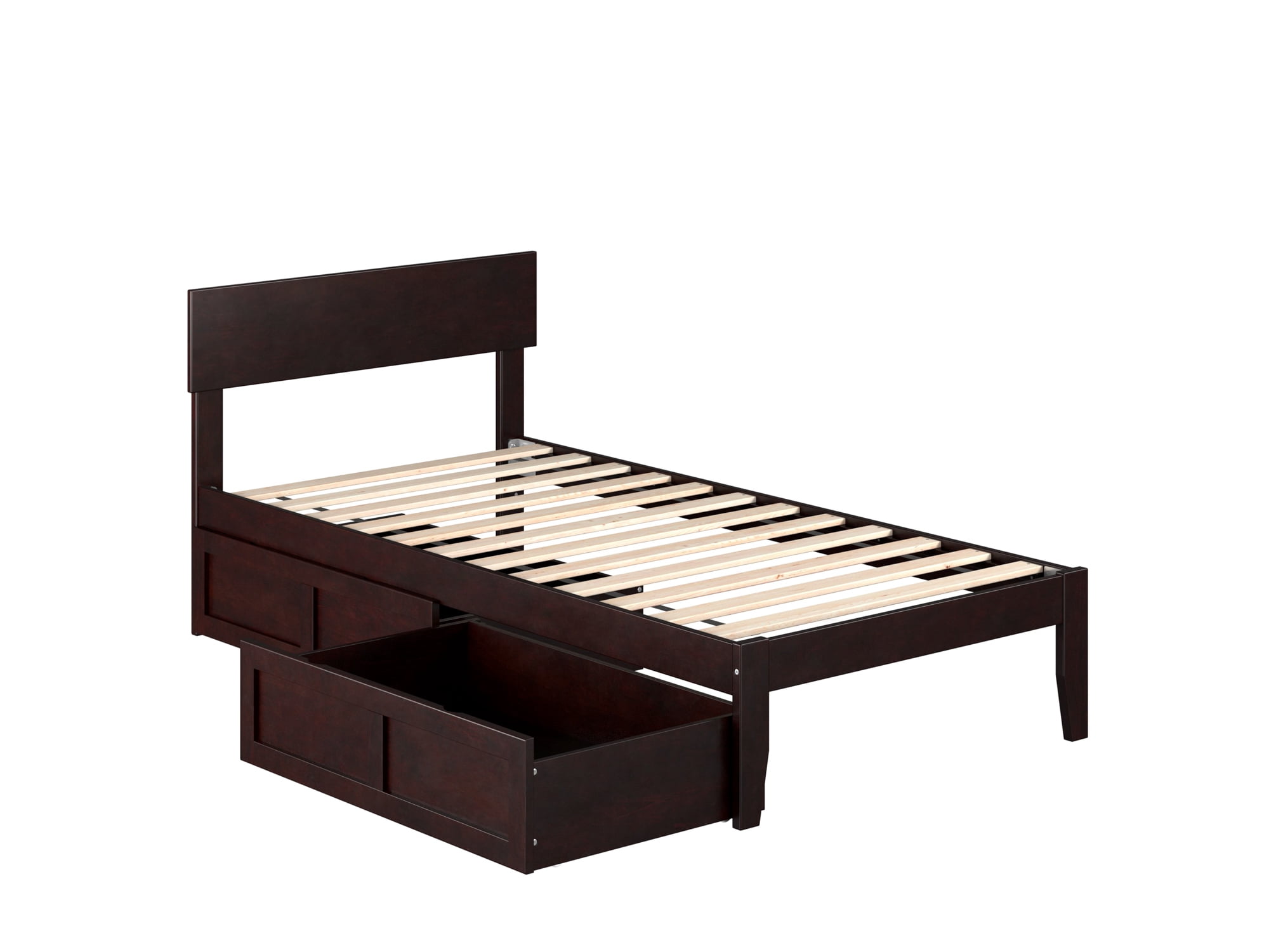 AFI Boston 14" Twin Wood Platform Bed Frame with Set of 2 Storage Drawers, Espresso