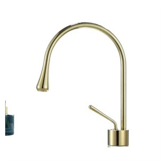 Bathroom Faucet Brushed Gold Basin Faucet Brass and Marble Sink Mixer Tap Hot Cold Sink Faucet Bathroom Lavotory Faucet ,360° Swivel Spout