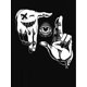 thumbnail image 2 of Women's Casual Crew Neck Short Sleeve T-Shirt, Polyester Blend (95% Polyester, 5% Spandex), Knit Fabric with Medium Stretch, Geometric Gesture Eye Pattern Print, Black Graphic Tee for All Seasons, Co, 2 of 6
