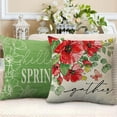thumbnail image 4 of Hello Spring Red Poppy Decorative Throw Pillow Covers 18 x 18 Set of 4, Just Bloom Floral Flower Green Porch Patio Outdoor Pillowcase, Gather Butterfly Seasonal Cushion Case Home Decor, 4 of 6