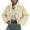 Beige, variant on Womens Stand Collar Polyester Wool Cropped Jacket Button Front Dual Patch Pockets Opaque Three Color Durable Easy Care Oversized Fall Short Coat 1 Count M-XL True To Size
