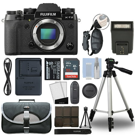 Fujifilm X-T2 Mirrorless 24.3MP 4K Fuji X T2 Digital Camera Black + 32GB