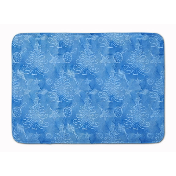 Watercolor Christmas Trees and Ornaments Machine Washable Memory Foam Mat