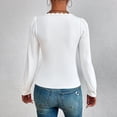 thumbnail image 4 of Womens Sweetheart Neck T Shirts Puff Sleeve Shirts for Women Long Slim Fitted Tee Tops White XL, 4 of 8