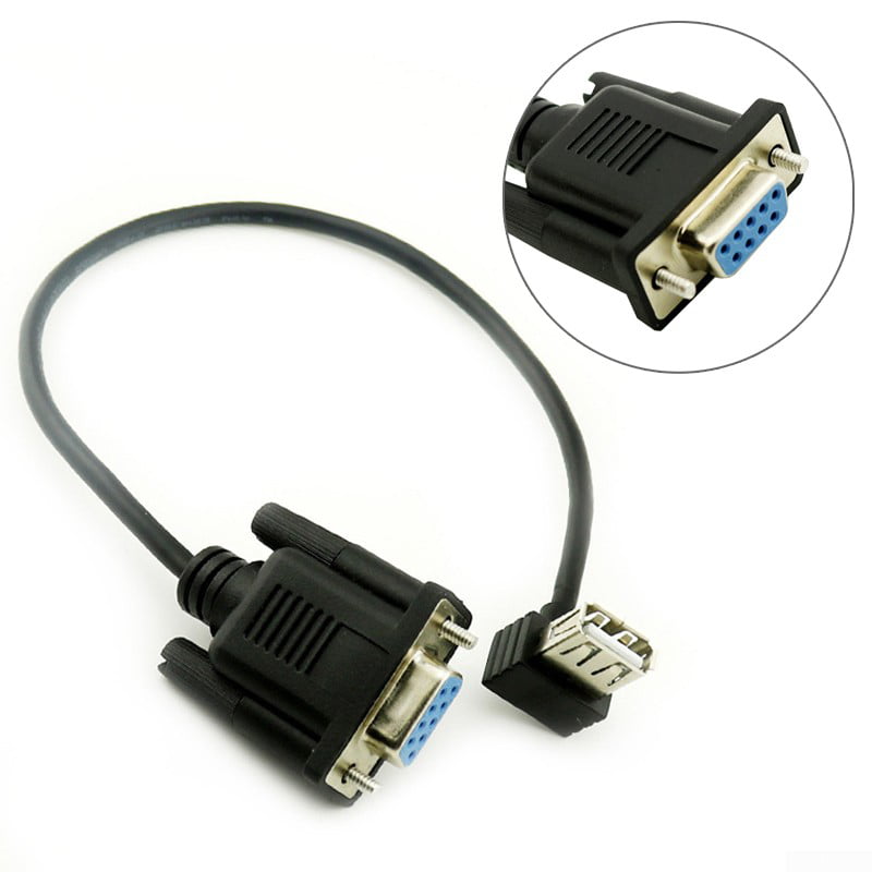 1x DB9 Female to 90 Degree USB 2.0 A Female Adapter Converter Cable 8 Inch/25cm 