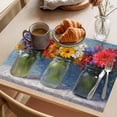 thumbnail image 3 of Spring Flowers Placemats Set of 12 Rustic Botanical Vases Floral Oil Painting Place Mats Indoor Wipeable Table Mats Washable Dining Table Placemats for Kitchen Holiday Party Home Decor 13x19 Inch, 3 of 9