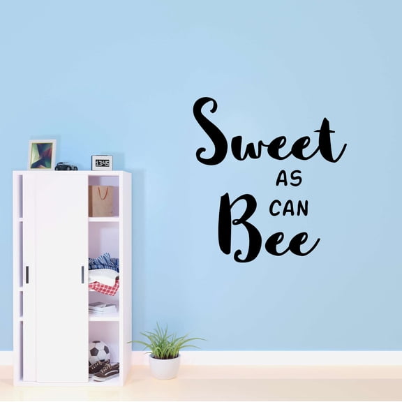 Babies Sweet as can Bee Cute Cartoon Wall Decal Decoration Sweet Honey Bee Nectar Vinyl Wall Decal Art Lasts Years and Easily Removable - Size: 9 In(W) x 10 In(H)