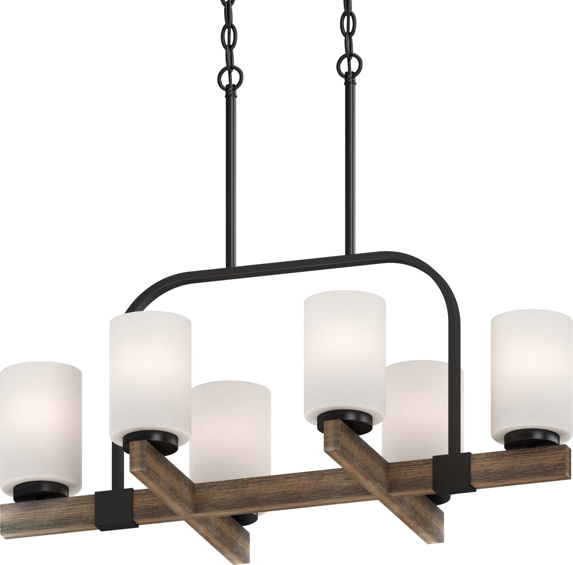 Volume Lighting 4536 Tara 6 Light 16" Wide Pillar Candle Chandelier Wood