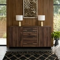 thumbnail image 4 of LuxenHome Modern Walnut Finish Sideboard, Engineered Wood Storage Cabinet with Rounded Corners, 4 of 11