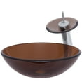 thumbnail image 3 of Novatto Ty NSFC-168T001BNT Clear Brown Tea Glass Vessel Sink w/ Faucet, Drain and Mounting Ring, Brushed Nickel, 3 of 6