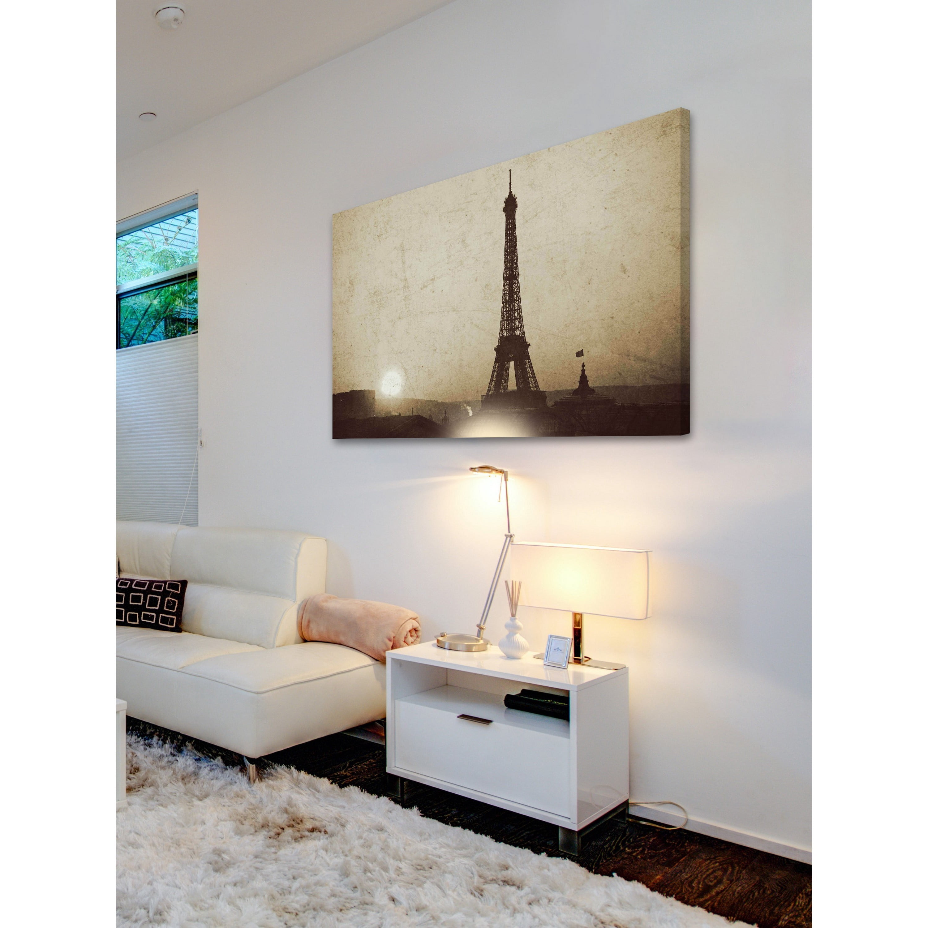 "Eiffel Tower and Setting Sun" Painting Print on Wrapped Canvas