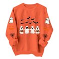 thumbnail image 2 of Molidfa Women's Black Halloween Sweatshirt Ghost Squad Graphic Crew Neck Top, 2 of 5