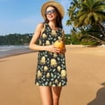thumbnail image 3 of Balery Octopuses And Leaves Vestidos de verano para mujer con estampado: vestido holgado sin mangas, vestido playero informal y cómodo para días calurosos., 3 of 7