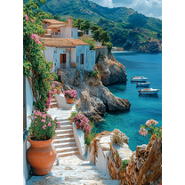 Mediterranean Coastal Village Canvas Print/Wall Art, Perfect for Living Room, Bedroom, Bathroom, Kitchen, and Office Decor