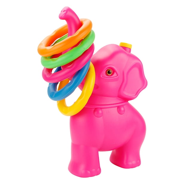 1 juego de juguetes de plástico para lanzar aros, divertido juego interactivo para niños, para exteriores y hogar (estilo elefante rosa).