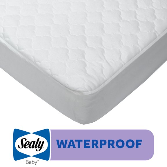 Sealy SecureStay Waterproof Crib Mattress Pad, Quilted Baby/Toddler Mattress Protector 52x28 White
