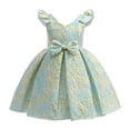 thumbnail image 3 of Little Girl Dresses Kids Toddler Oil Jacquard Fancy Flutter Sleeve Princess Dress Flower Girl Evening Gowns Dresses for Girls Blue 2 Years-3 Years, 3 of 5