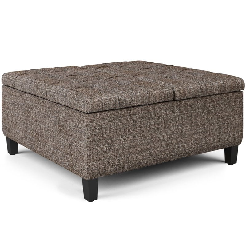 Simpli Home Harrison 36&quot; Square Lift Top Coffee Table Ottoman in Mink