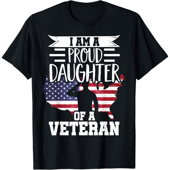 Proud Daughter Veteran Nothing Scares Patriotic Veterans Day T-ShirtMen and women, Black T-shirt, size: Extra large