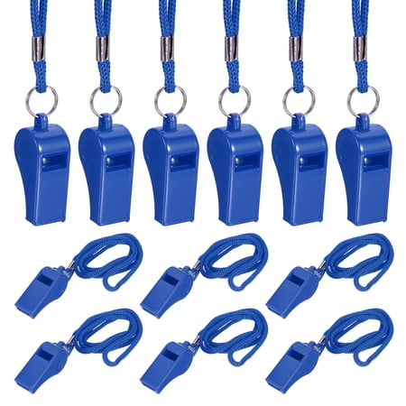 Uxcell Plastic Whistles with Lanyard, Training Sports Gather Whistles Loud Crisp Sound Colorful Bulk Whistle 12 Pcs & Blue -Fitting for (Coaches/Referee/Outsides/Team Events)
