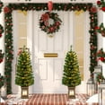 thumbnail image 2 of Gymax 2 PCS 4 FT Pre-Lit Potted Christmas Tree Artificial Entrance Tree w/ LED Lights & 160 Branch Tips, 2 of 10