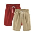 thumbnail image 2 of 2PC Girls Casual Bermuda Shorts Kids Knee Length High Waisted Summer Shorts Comfy Drawstring Short Pants with Pockets, 2 of 4