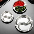 thumbnail image 3 of Shisuyan 4 Pcs Assiettes Rondes en Acier Inoxydable Multi-Compartiments Assiettes à Assaisonnement pour la Maison (Argent), 3 of 8