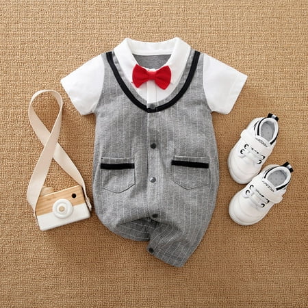 

DDWD Cotton summer newborn baby conjoined clothes short sleeve British male baby ha clothes baby climbing clothes generation of hair